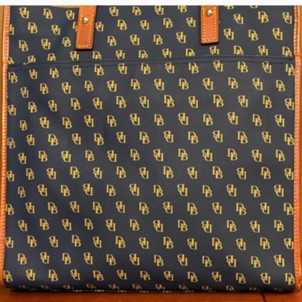 Dooney & Bourke Black Logo Messenger with Tan Trim